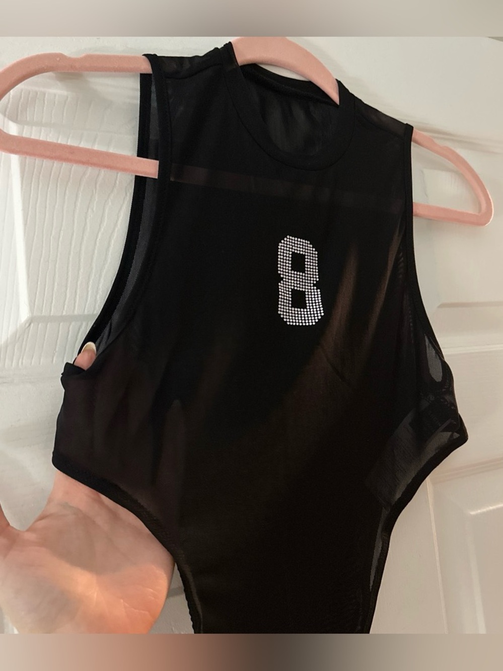 Black Sheer Number 8 Bodysuit